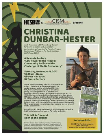 poster of christina dunbar-hester's talk