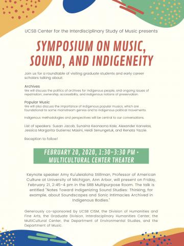 Image of poster for Symposium on Music, Sound, and Idigeneity 